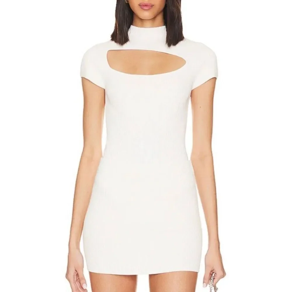 REVOLVE x Victor Glemaud White Ribbed Bodycon Mini Skirt, Women’s Small NWT